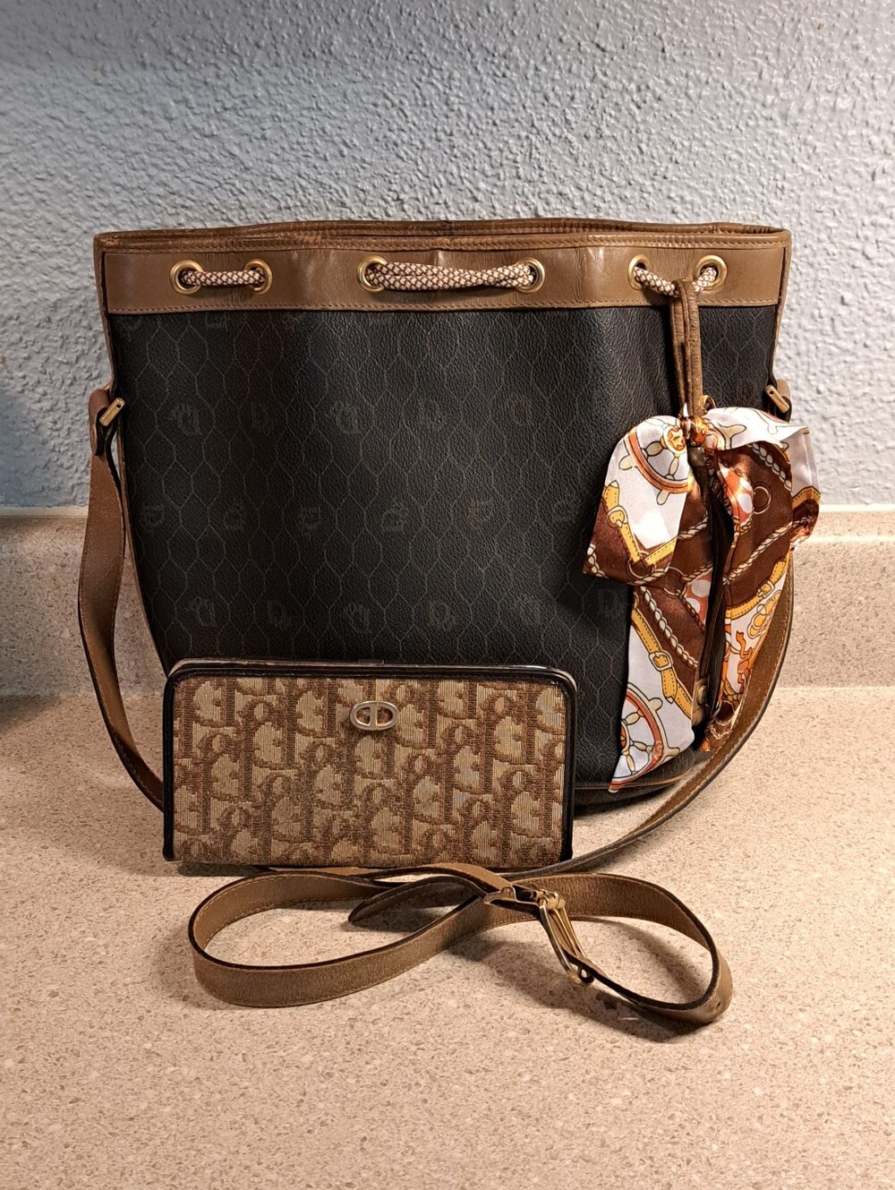 Christian Dior Vintage Bucket Bag With Wallet Set